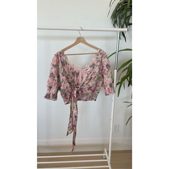 LOVESHACKFANCY Floral Pink Top - Picture 3 of 8